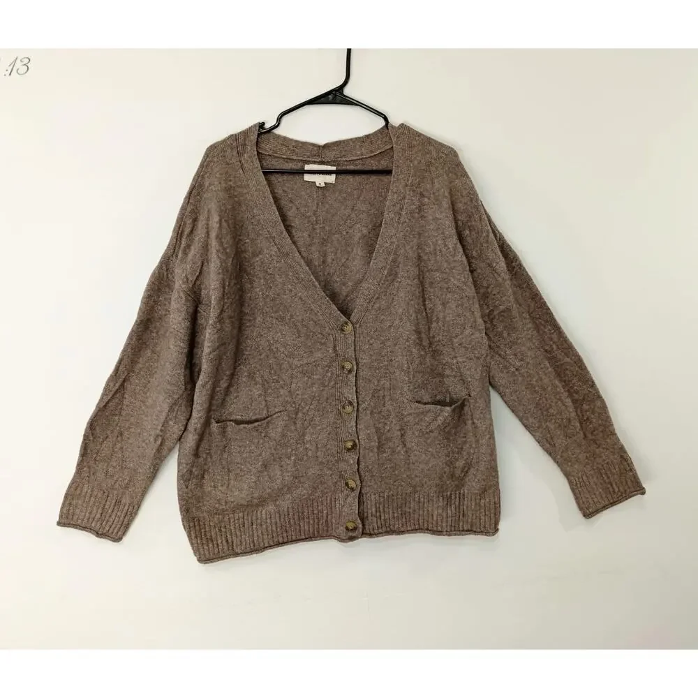 Lucky Brand Women's Sweater Slouchy V-Neck Cardigan Grandpa Brown Size XL NWOT